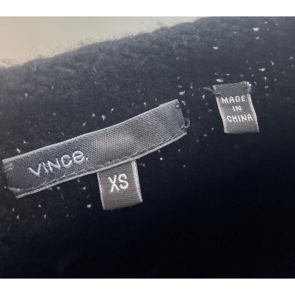 Vince Black Beige Knit Rolled Neck Sweater Wool Silk Cashmere Color Block xs - Picture 6 of 6